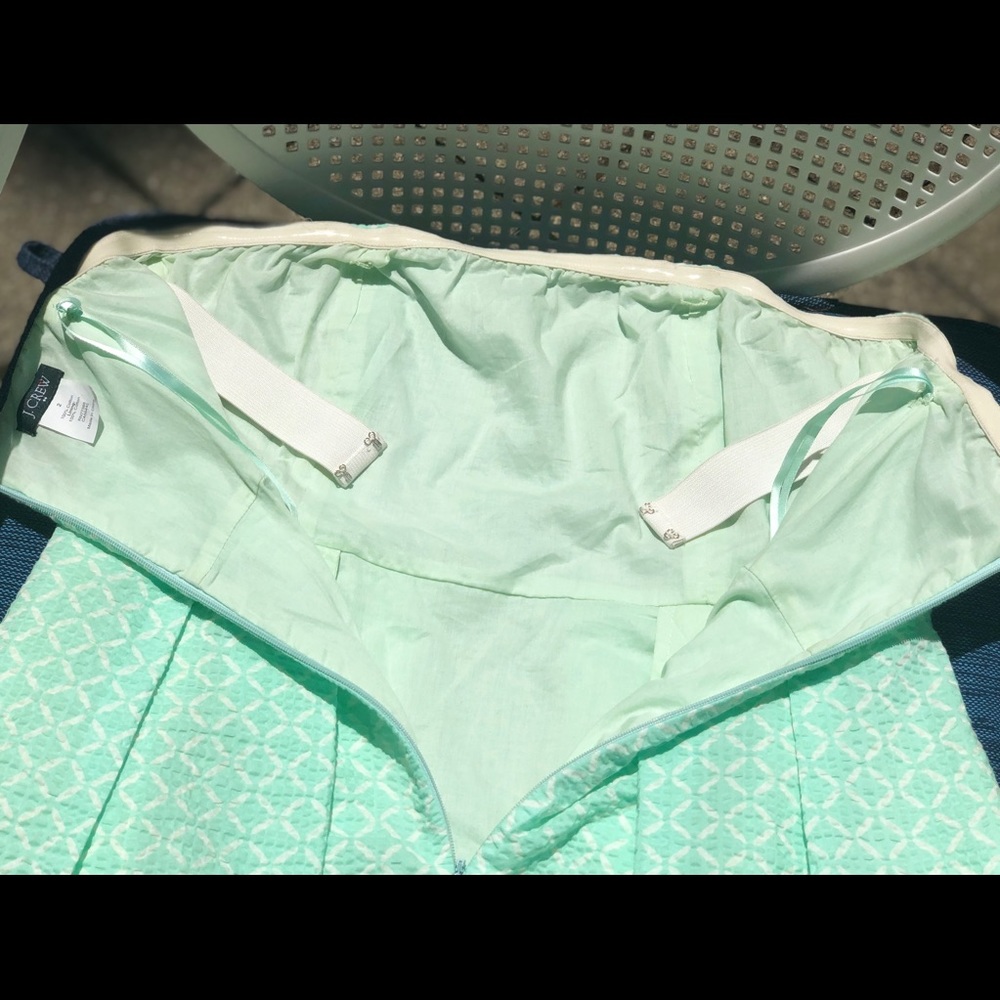Jcrew Size 2 Mint White X Pattern Seersucker Dress - image 6